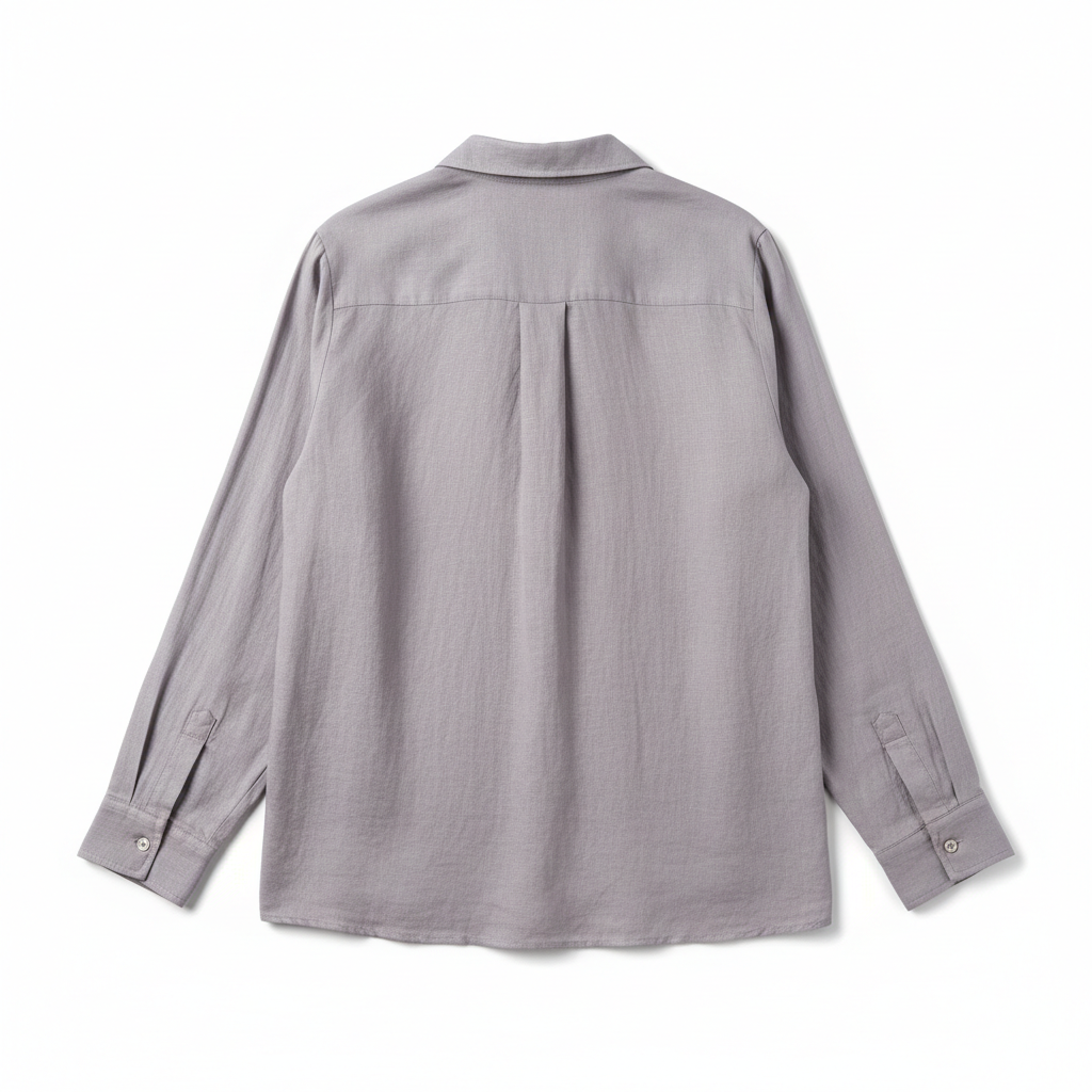 Relaxed Linen Shirt in Lavender Grey – Back View