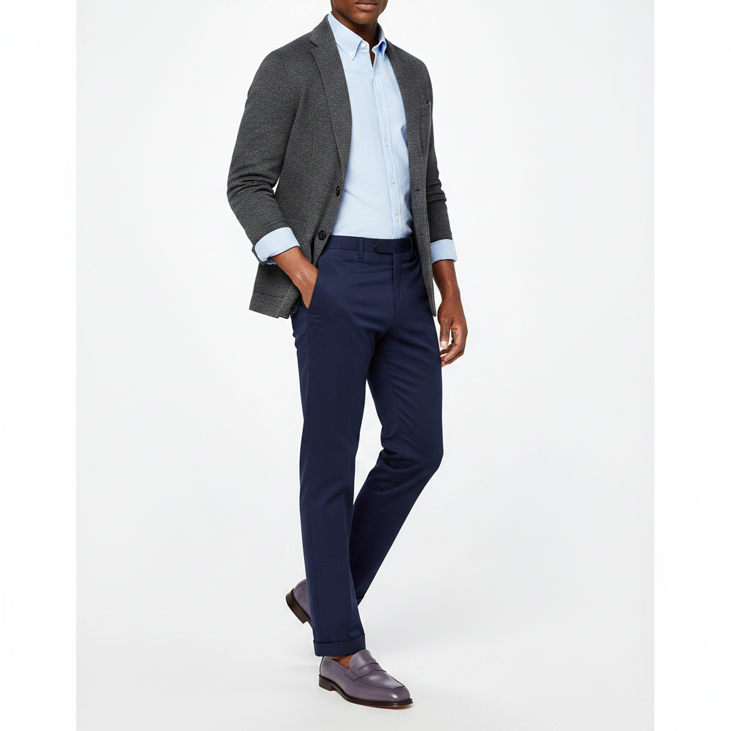 Classic Penny Loafers in Dusty Lavender – Model wearing shoes