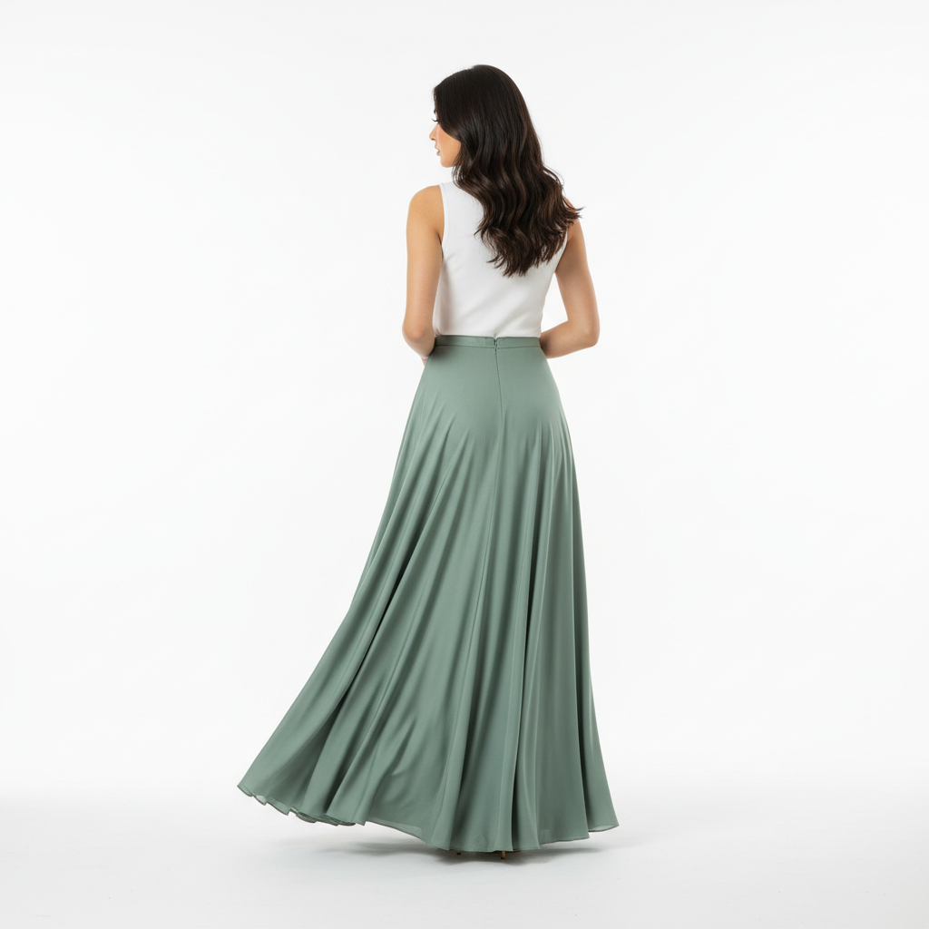 A-Line Maxi Skirt in Sage Green – Model Shot