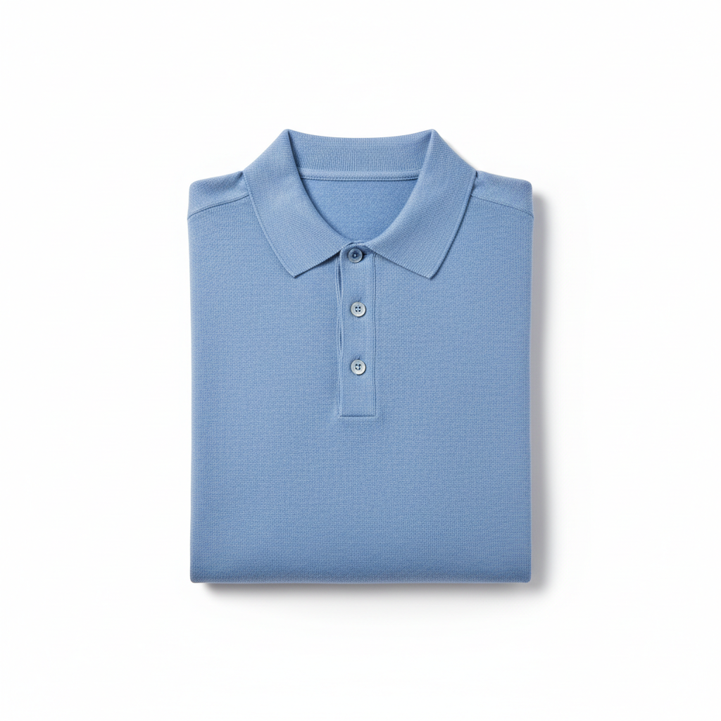 Relaxed Polo Sweater in Sky Blue – Hero