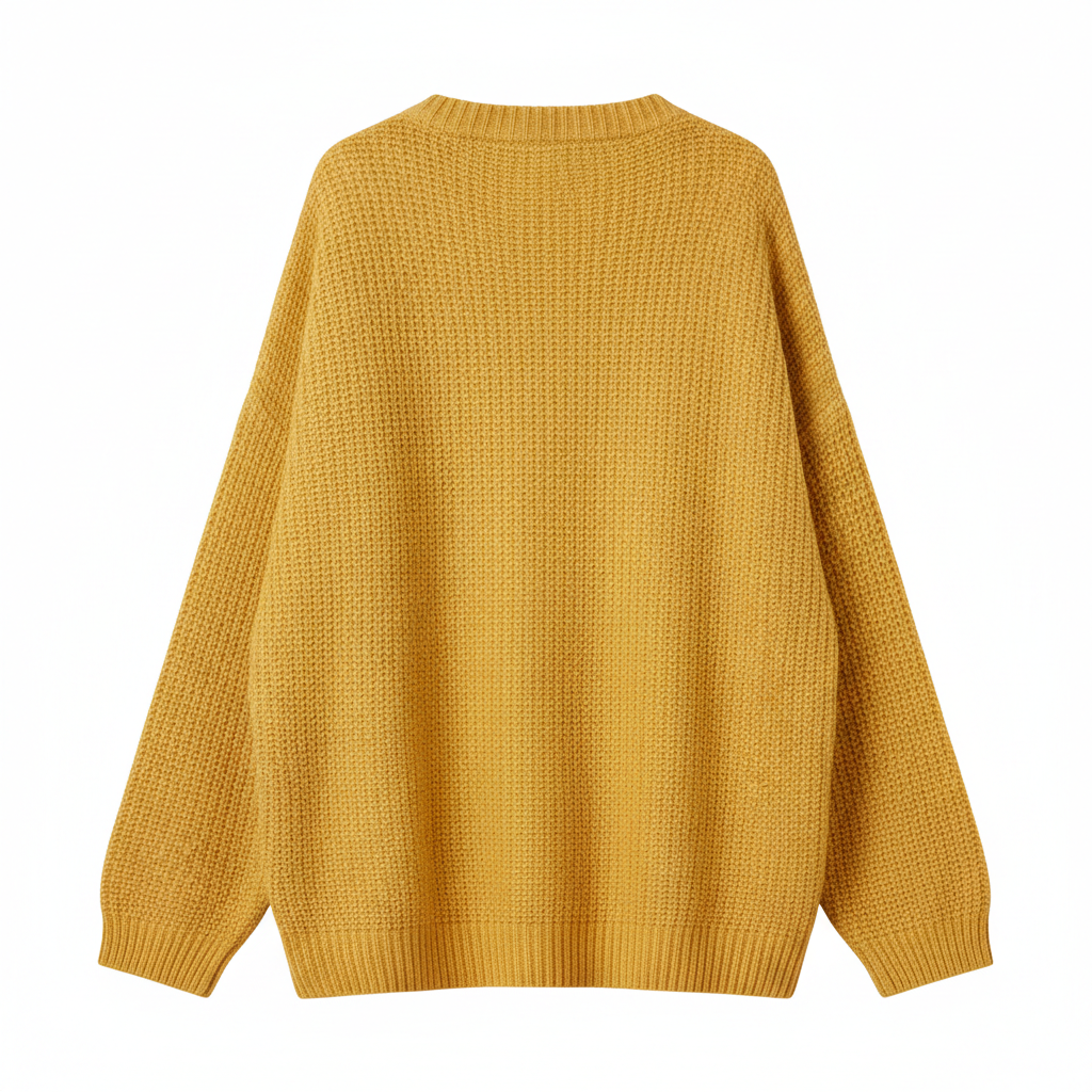 Cozy Knit Sweater in Butter Yellow – Back View