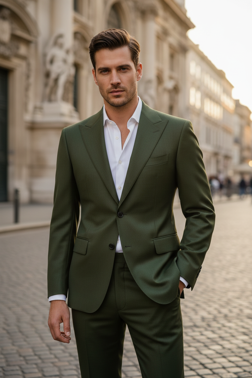Olive Green Suit Editorial